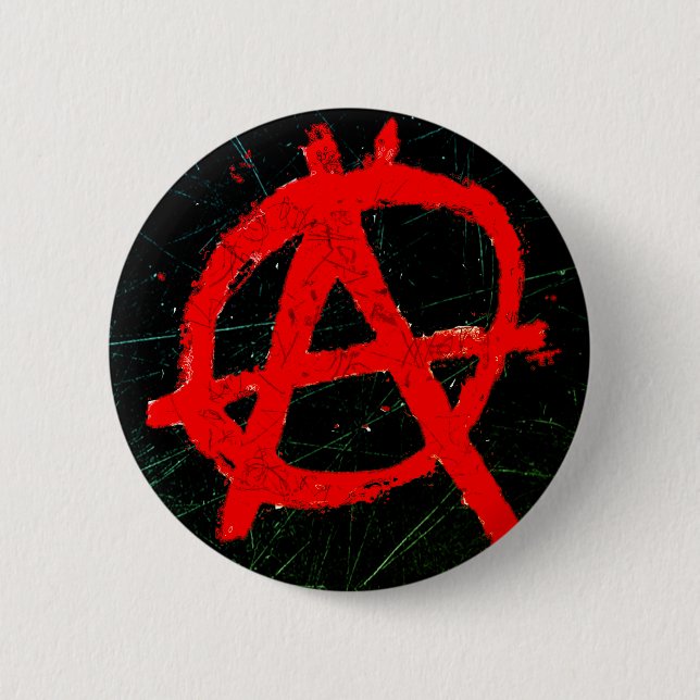 Grungy Red Anarchy Symbol 6 Cm Round Badge (Front)