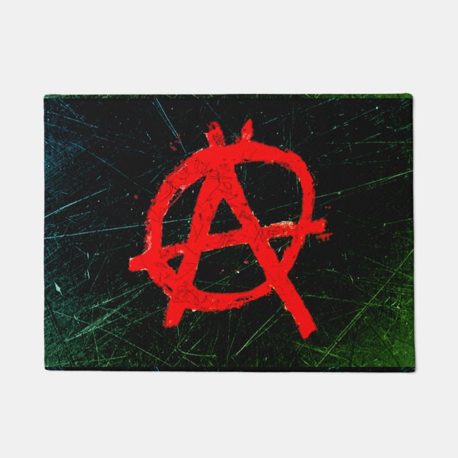 Grungy Red Anarchy Symbol Doormat (Front)