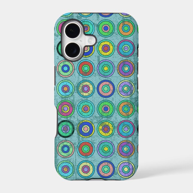 Grungy Retro Blue Circle Pattern (Back)