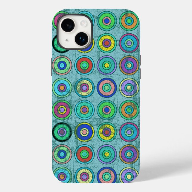 Grungy Retro Blue Circle Pattern Case-Mate iPhone Case (Back)