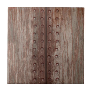 Grungy Riveted Rusty Metal Tile