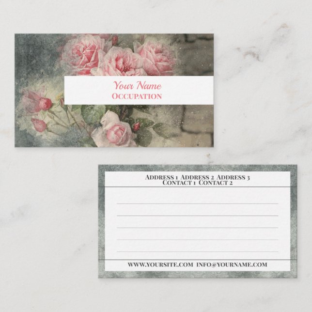 GRUNGY ROSES - Vintage Flowers Business Card (Front/Back)
