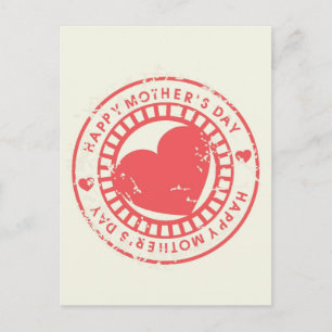 Grungy Rubber Stamp for Happy Mother's Day Postcard