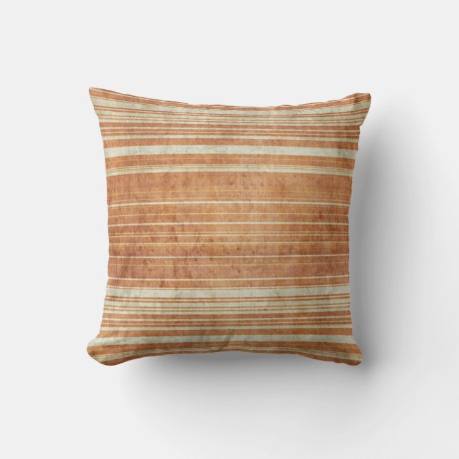 Grungy Rust Orange Stripe Pattern Cushion (Front)
