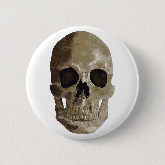 Grungy Skull 6 Cm Round Badge (Front)