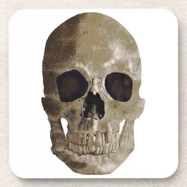 Grungy Skull Halloween Coaster (Front)