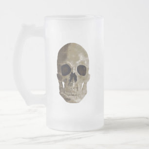 Grungy Skull Halloween Frosted Glass Beer Mug