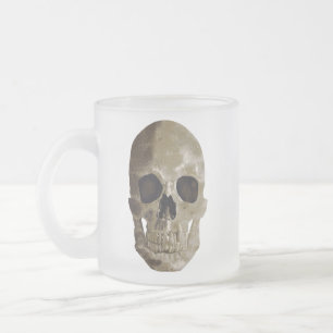 Grungy Skull Halloween Frosted Glass Coffee Mug