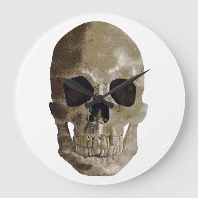 Grungy Skull  Large Clock (Front)