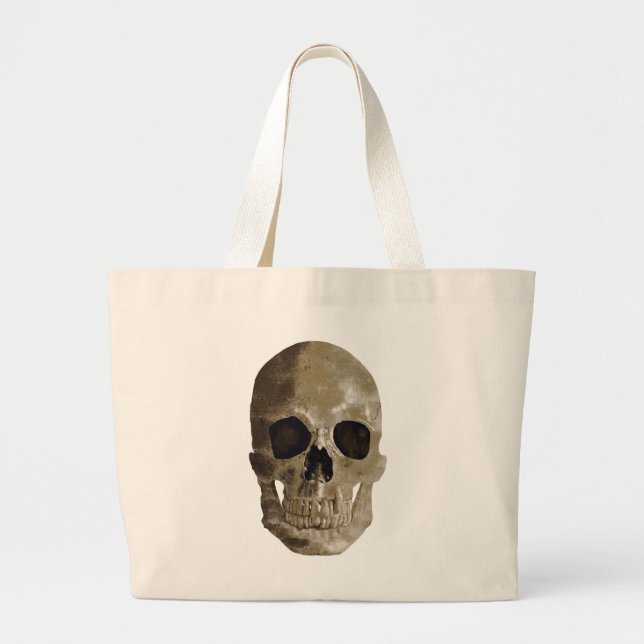 Grungy Skull Large Tote Bag (Front)