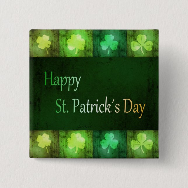 Grungy St. Patrick's Day Shamrocks - Button (Front)