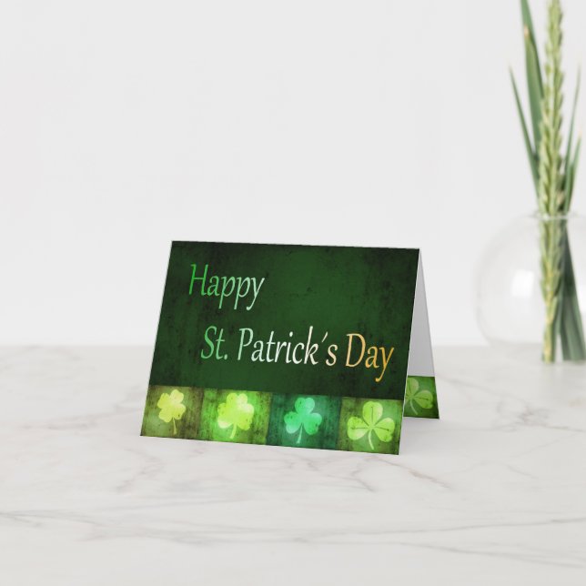 Grungy St. Patrick's Day Shamrocks - Greeting Card (Front)