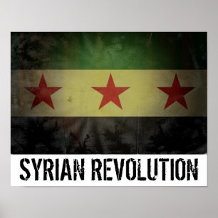 Grungy "Syrian Revolution" Syria Flag Poster