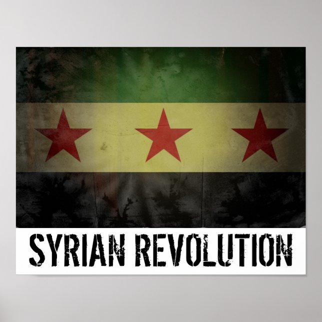 Grungy "Syrian Revolution" Syria Flag Poster (Front)