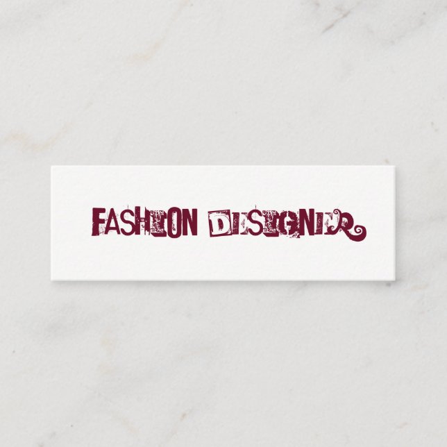 Grungy Text / Dark Red Mini Business Card (Front)