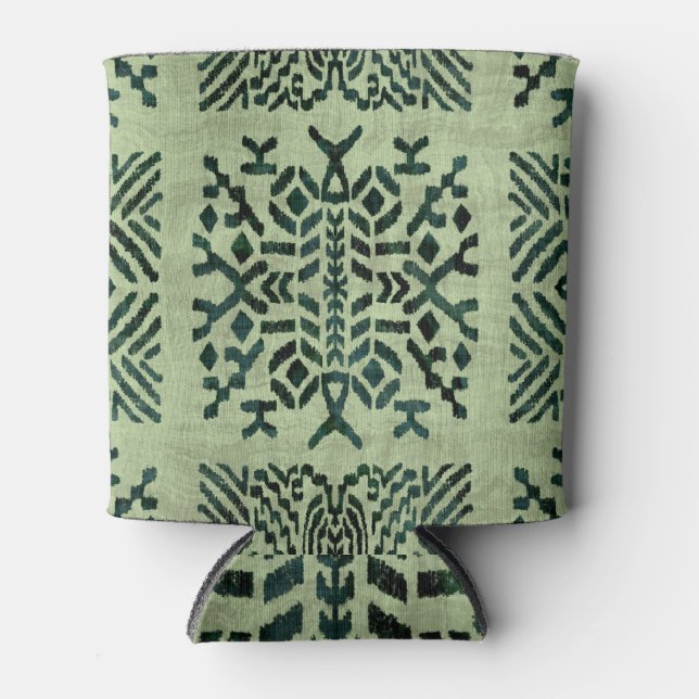 Grungy Tribal, Ethnic Rug Motif. Can Cooler (Front)