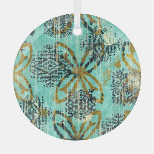 Grungy Tribal: Ethnic Rug Motif Glass Tree Decoration
