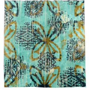 Grungy Tribal: Ethnic Rug Motif Shower Curtain