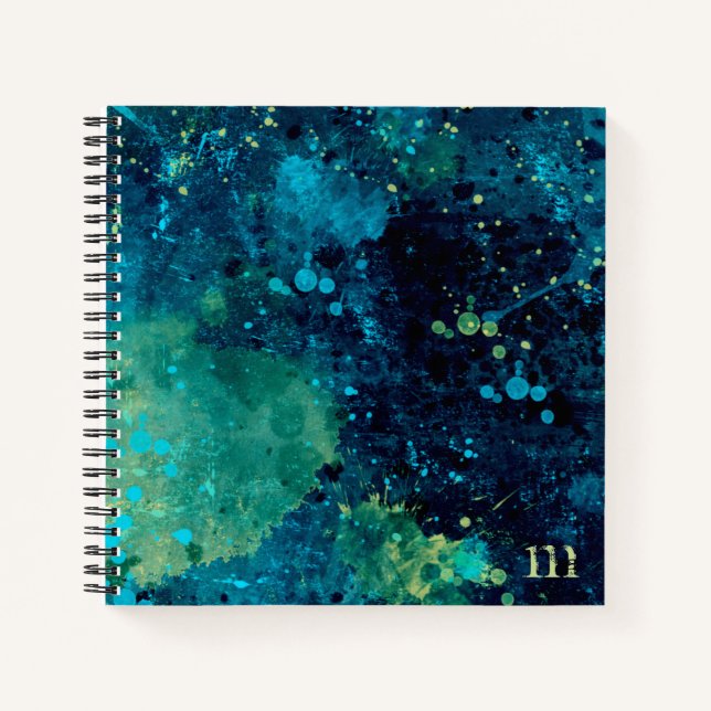 Grungy Turquoise and Yellow Notebook (Front)