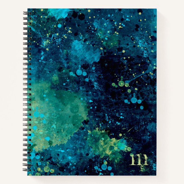 Grungy Turquoise and Yellow Notebook (Front)