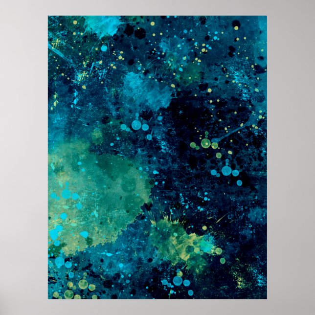 Grungy Turquoise and Yellow Poster (Front)