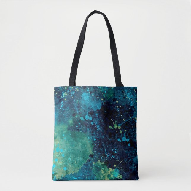 Grungy Turquoise and Yellow Tote Bag (Front)