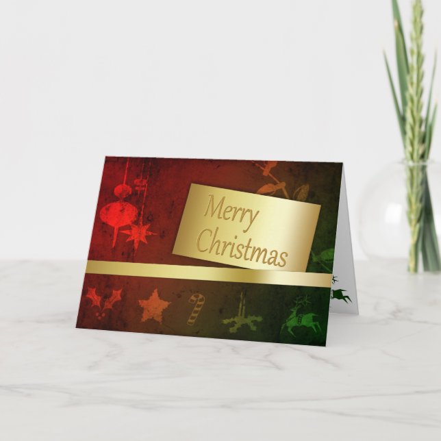 Grungy Vintage Gold Christmas Holiday Card (Front)
