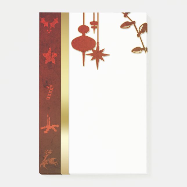 Grungy Vintage Gold Christmas Post-it Notes (Front)