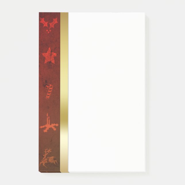 Grungy Vintage Gold Christmas Post-it Notes (Front)