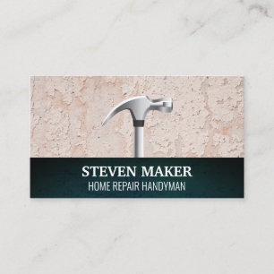 Grungy Wall Background   Hammer Tool Business Card