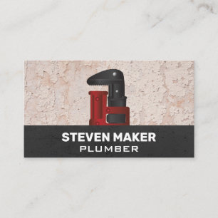 Grungy Wall Background Plumbing Wrench Business Card