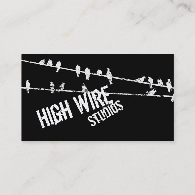 Grungy Wire & Birds Business Card (Front)