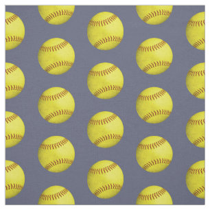 grungy yellow softballs pattern on slate blue grey fabric