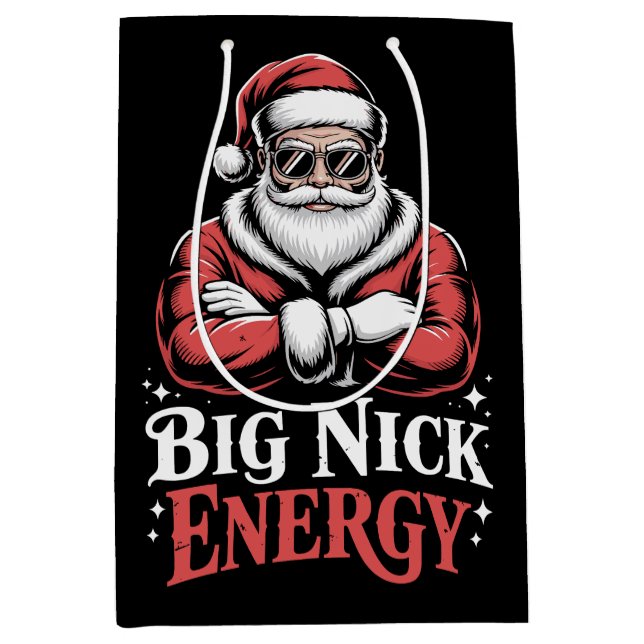 Grunt Style Big Nick Energy Funny Santa Christmas  Medium Gift Bag (Front)