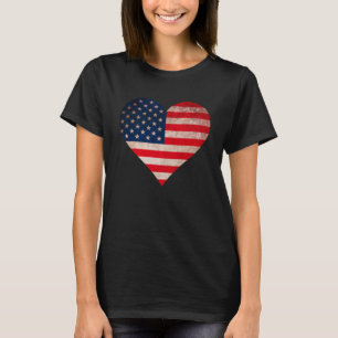 Grunt USA Flag Heart Patriotic American Flag Worn  T-Shirt