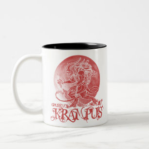 Gruss vom krampus merry christmas t demon xmas Two-Tone coffee mug
