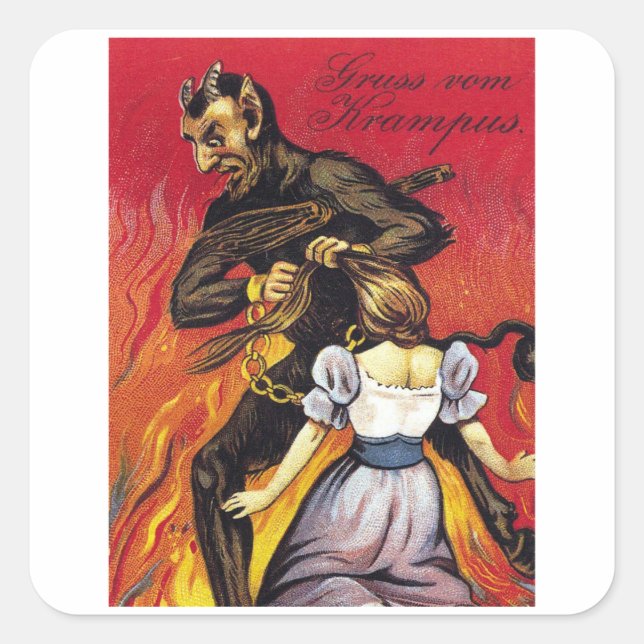 Gruss Von Krampus - Vintage Krampus Square Sticker (Front)
