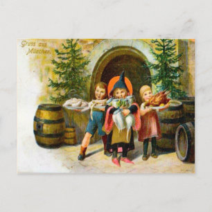 Gruss von Munchen, Germany, Christmas 1907 Holiday Postcard