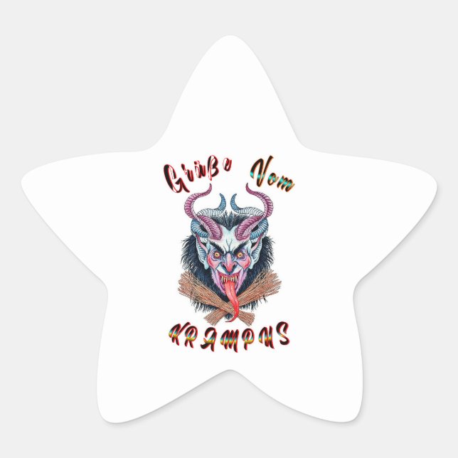 Grüße Vom Krampus Yule Devil December Krampusnacht Star Sticker (Front)