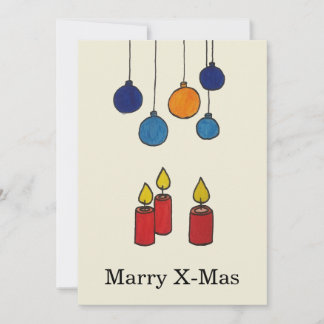 Grußkarte Weihnachten Kerzen und Weihnachtskugeln Holiday Card