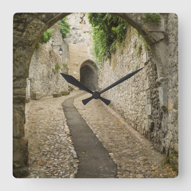 Gry Cobblestone street, France Square Wall Clock (Front)