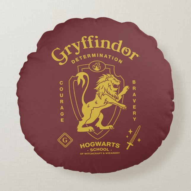 GRYFFINDOR™ Determination Courage Bravery Crest Round Cushion (Front)