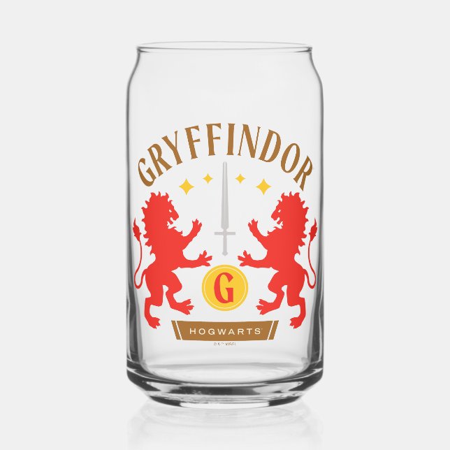 GRYFFINDOR™ House Double Lion Sword Graphic Can Glass (Front)