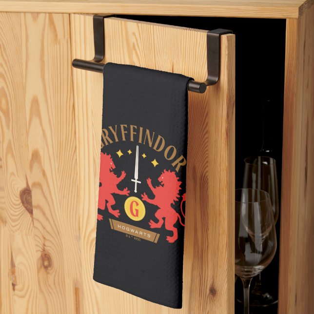 GRYFFINDOR™ House Double Lion Sword Graphic Tea Towel (Thirds Fold)