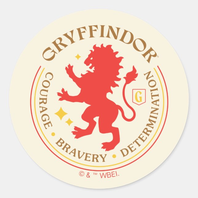GRYFFINDOR™ Red Lion House Pride Badge Classic Round Sticker (Front)