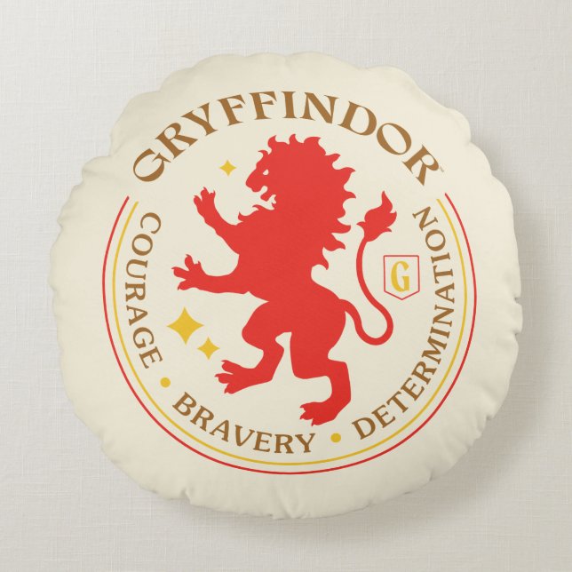 GRYFFINDOR™ Red Lion House Pride Badge Round Cushion (Front)
