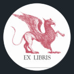 Gryphon Bookplate Classic Round Sticker<br><div class="desc">EX LIBRIS bookplate with a touch of Gothic elegance for your most treasured books! Put your special mark on every book with this unique bookplate design. For more designs visit the shop at: http://www.bodyenglish.biz</div>