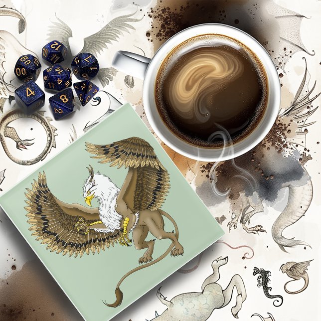Gryphon Fantasy Griffin Mythology  Glass Coaster (Creator Uploaded)