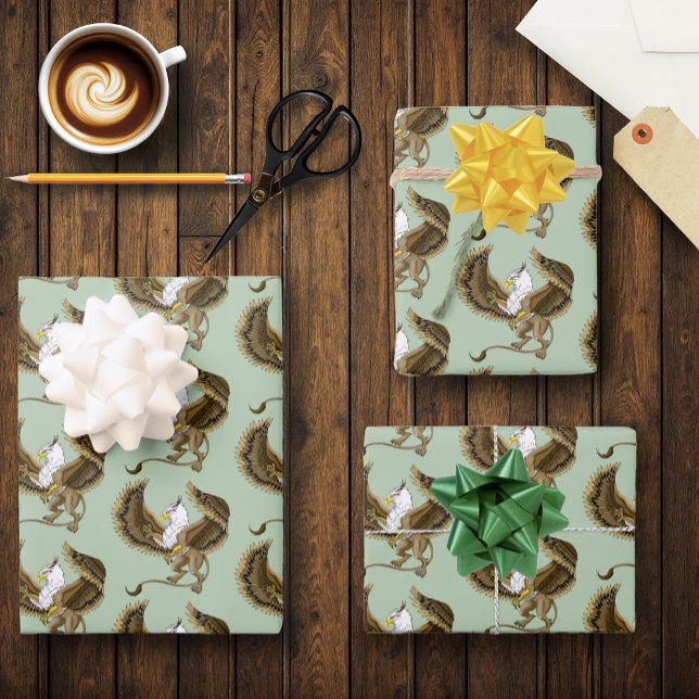 Gryphon Fantasy Griffin Mythology  Wrapping Paper Sheet (Creator Uploaded)