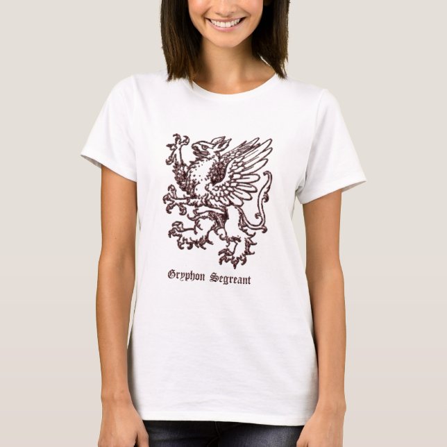 Gryphon segreant mediaeval heraldry T-Shirt (Front)